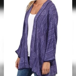 Roxy Indigo Patterned Beach Cover-up or Light Cardigan, M